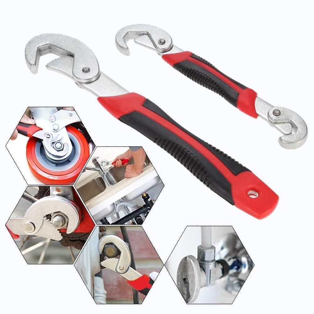 Stainless Steel Socket Adjustable Multi Function Wrench Spanner Set Tools (Pack of 2)