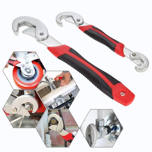 Stainless Steel Socket Adjustable Multi Function Wrench Spanner Set Tools (Pack of 2)